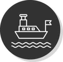 Ferry Line Shadow Circle Icon Design vector