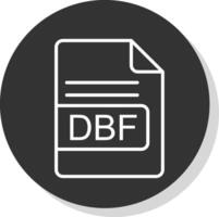 dbf archivo formato línea sombra circulo icono diseño vector