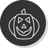 Halloween Pumpkin Line Shadow Circle Icon Design vector