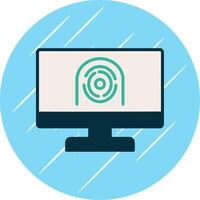 Security Computer Faceprint Flat Circle Icon Design vector