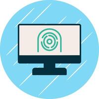 seguridad computadora huella facial plano circulo icono diseño vector