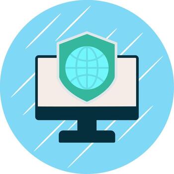 Security Computer Connect Flat Circle Icon Design vector