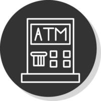 Atm Machine Line Shadow Circle Icon Design vector