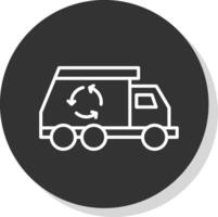 Trash Truck Line Shadow Circle Icon Design vector