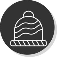 Wool Hat Line Shadow Circle Icon Design vector