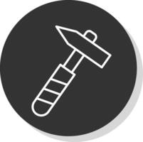 Pick Hammer Line Shadow Circle Icon Design vector