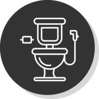 baño línea sombra circulo icono diseño vector