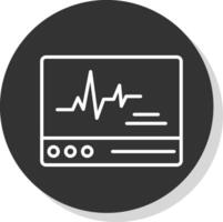 ECG Monitor Line Shadow Circle Icon Design vector