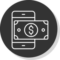 Mobile Money Line Shadow Circle Icon Design vector