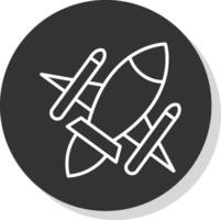 Rocket Ship Line Shadow Circle Icon Design vector