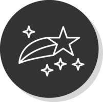 Shooting Star Line Shadow Circle Icon Design vector