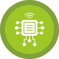 Computer Chip Line Shadow Circle Icon Design vector