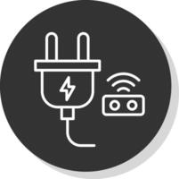 Smart Plug Line Shadow Circle Icon Design vector