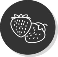 Strawberries Line Shadow Circle Icon Design vector