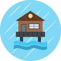 Beach Hut Flat Circle Icon Design vector