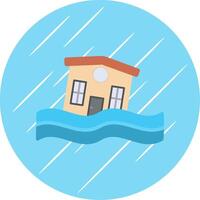 Flooded House Flat Circle Icon Design vector