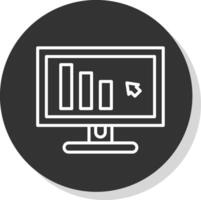 Monitor Line Shadow Circle Icon Design vector