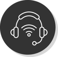 Headphones Line Shadow Circle Icon Design vector