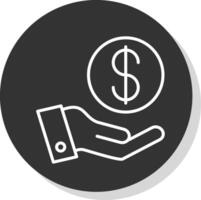 Hand Line Shadow Circle Icon Design vector
