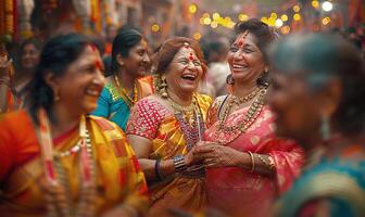 Vibrant saris, sacred space photo