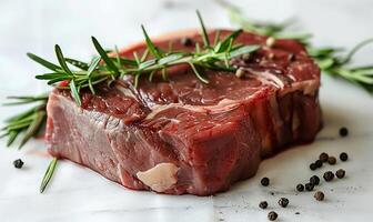 Juicy steak in the raw photo