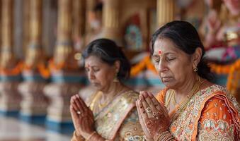 Vibrant saris, sacred space photo