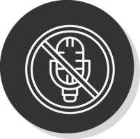 No Microphone Line Shadow Circle Icon Design vector