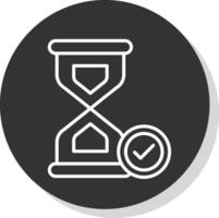 reloj de arena línea sombra circulo icono diseño vector