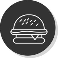 Burger Line Shadow Circle Icon Design vector