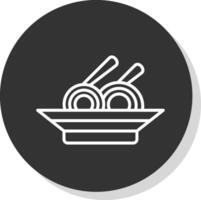 Noodles Line Shadow Circle Icon Design vector