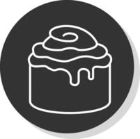 Cinnamon Roll Line Shadow Circle Icon Design vector