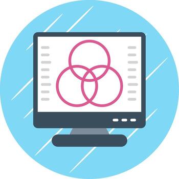 Desktop Computer Flat Circle Icon Design vector