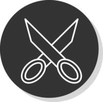 Scissors Line Shadow Circle Icon Design vector