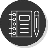 Notebook Line Shadow Circle Icon Design vector