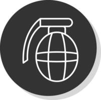 Grenade Line Shadow Circle Icon Design vector