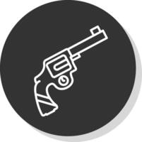 Gun Line Shadow Circle Icon Design vector