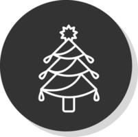 Navidad árbol línea sombra circulo icono diseño vector