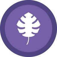 Monstera Line Shadow Circle Icon Design vector