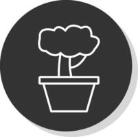 bonsai línea sombra circulo icono diseño vector