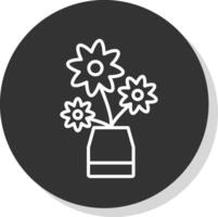 Flower Line Shadow Circle Icon Design vector