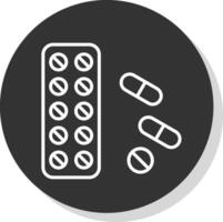 pastillas línea sombra circulo icono diseño vector