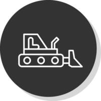 Bulldozer Line Shadow Circle Icon Design vector