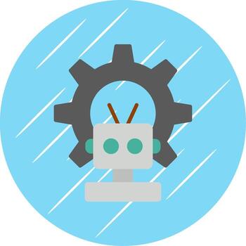 Robot Flat Circle Icon Design vector