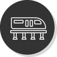 Monorail Line Shadow Circle Icon Design vector