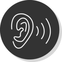 oído línea sombra circulo icono diseño vector