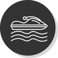 Jet Ski Line Shadow Circle Icon Design vector