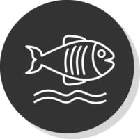 Flounder Line Shadow Circle Icon Design vector