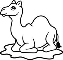 Camel On desert flat style 2d illustration vector