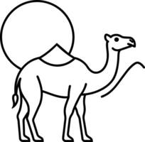 Camel On desert flat style 2d illustration vector