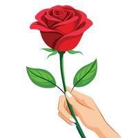 A Hand Holding Rose Flat style illustration vector